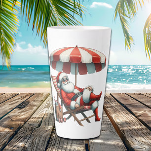 Santa under a Beach Umbrella Christmas Latte Mug