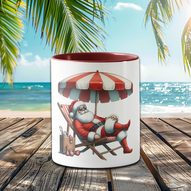 Santa under a Beach Umbrella Christmas Mug (Creator Uploaded)