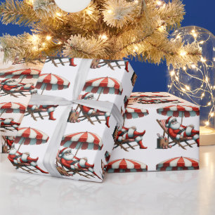 Santa under a Beach Umbrella Christmas Wrapping Paper