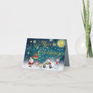 Santa under Van Gogh's Starry Night Holiday Card
