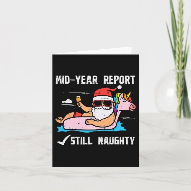 Santa Unicorn Floatie Still Naughty Funny Christma Card (Front)