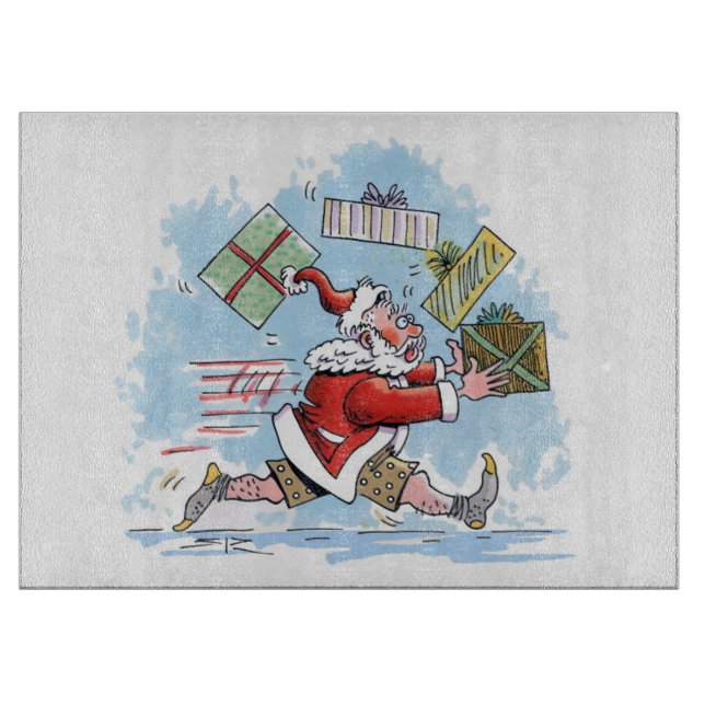 Santa Unprepared glass cutting board (Front)