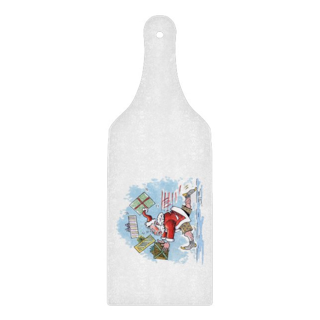 Santa Unprepared glass paddle cutting board (Front)