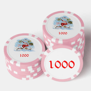 Santa Unprepared pink 1000 striped poker chip