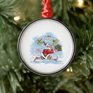 Santa Unprepared round premium ornament