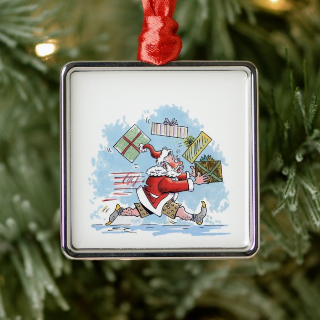 Santa Unprepared square premium ornament (Tree)