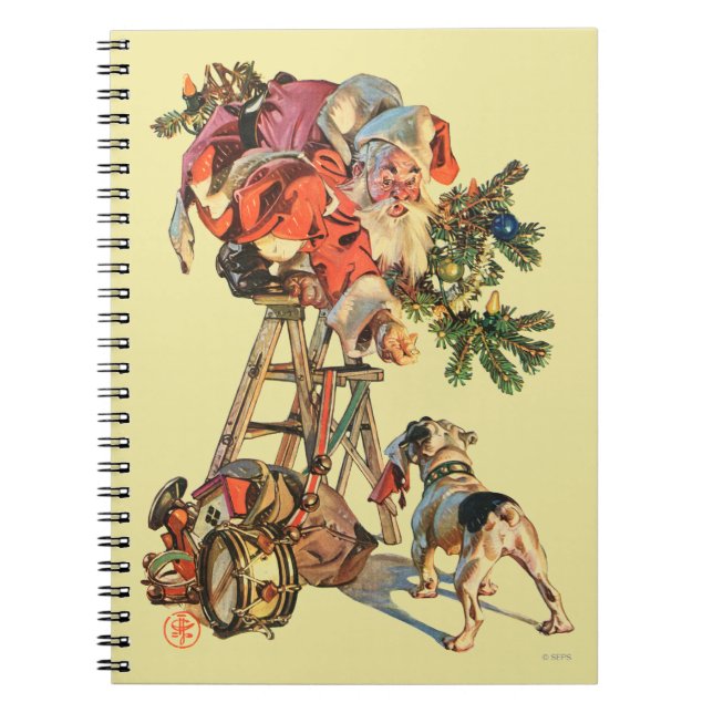 Santa Up a Ladder Notebook (Front)