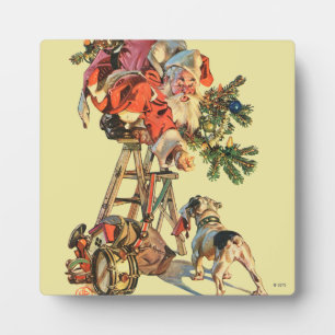 Santa Up a Ladder Plaque