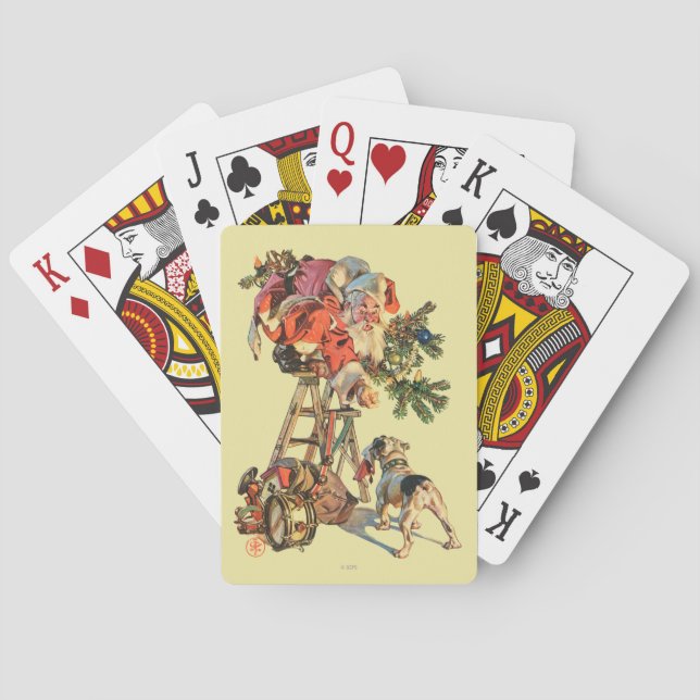 Santa Up a Ladder Playing Cards (Back)