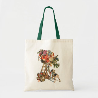 Santa Up a Ladder Tote Bag