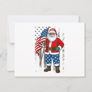 Santa USA American Flag Christmas In July Happy 4t Invitation