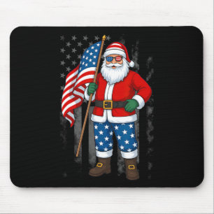 Santa Usa American Flag Christmas In July Happy 4t Mouse Pad