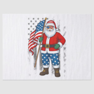 Santa USA American Flag Christmas In July Happy 4t Tissue Paper