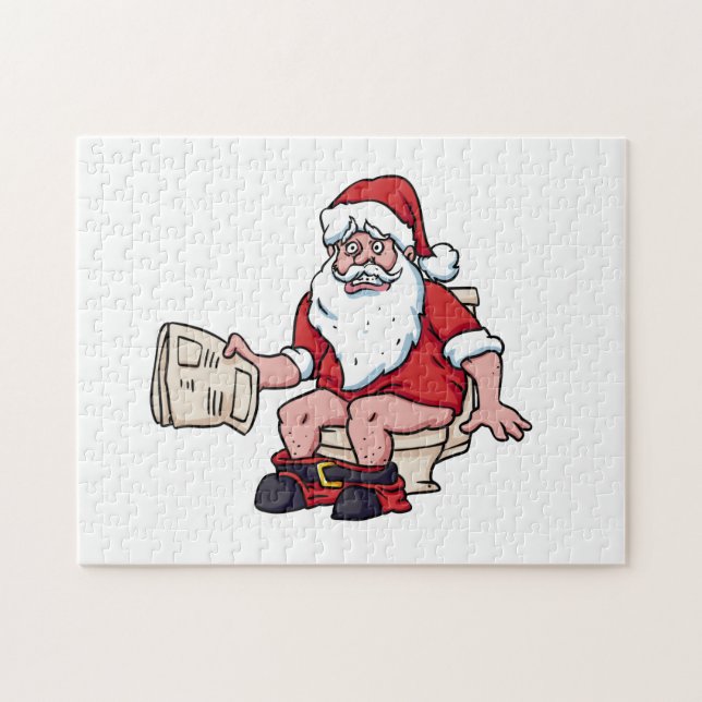 Santa Using Toilet Jigsaw Puzzle (Horizontal)