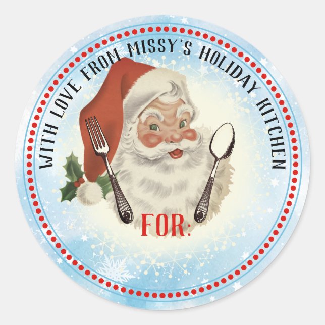 Santa utensils from the kitchen of Christmas Classic Round Sticker (Front)