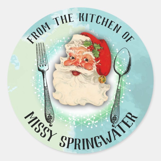Santa utensils from the kitchen of Christmas label (Front)