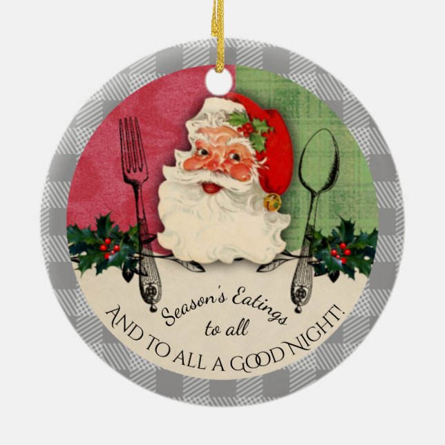 Santa utensils seasons eatings Christmas ornament (Back)