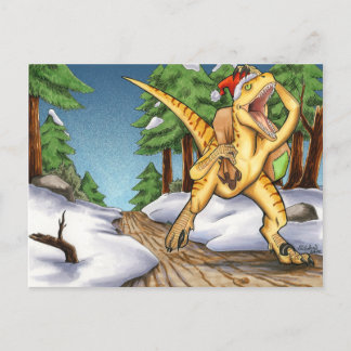 Santa Velociraptor Holiday Postcard