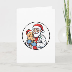 Santa Vet with Puppy Christmas Ornament Card