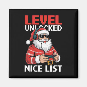 Santa Video Game Level Unlocked Nice List Gamer Ga Magnet