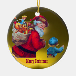 SANTA VINTAGE 2 CERAMIC TREE DECORATION