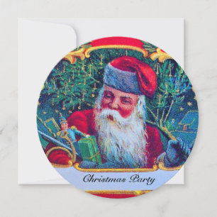 SANTA VINTAGE CHRISTMAS PARTY gold Invitation