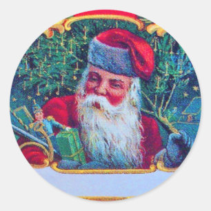 SANTA VINTAGE CLASSIC ROUND STICKER