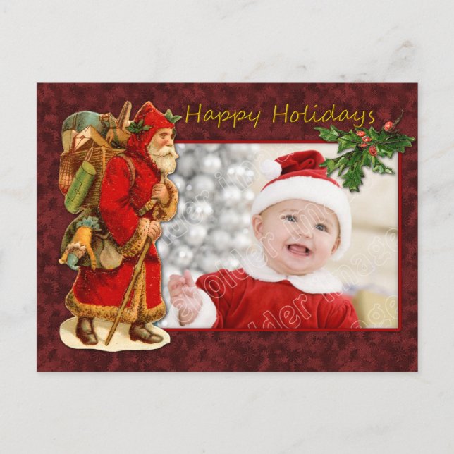 Santa Vintage Design Holiday Postcard (Front)