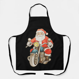 Santa Vintage Motorcycle Biker Christmas Xmas Apron