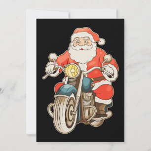 Santa Vintage Motorcycle Biker Christmas Xmas Invitation