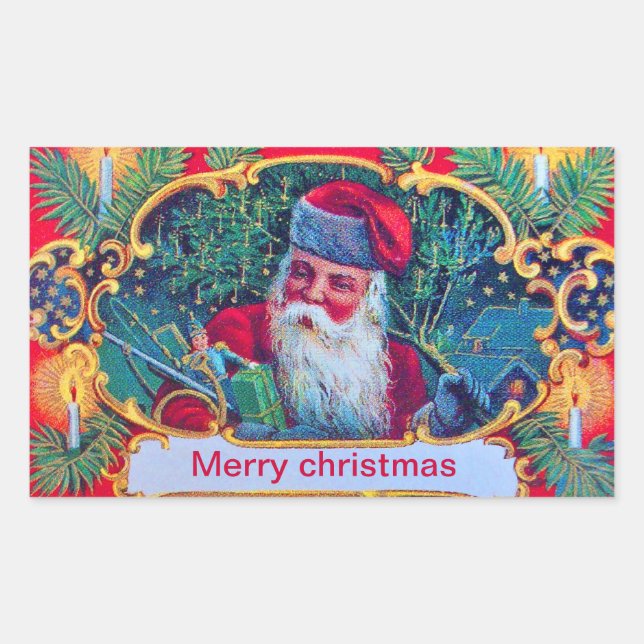 SANTA VINTAGE RECTANGULAR STICKER (Front)