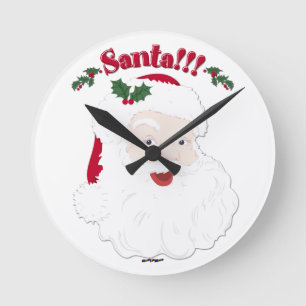 Santa!! Vintage Style Christmas Santa Round Clock