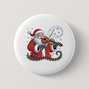 Santa Violin Player Violinist Christmas Music Xmas 6 Cm Round Badge