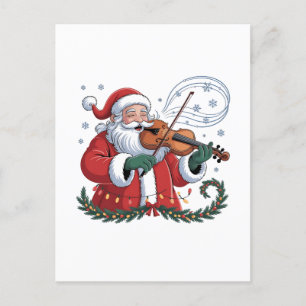 Santa Violin Player Violinist Christmas Music Xmas Announcement Postcard