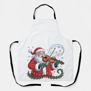 Santa Violin Player Violinist Christmas Music Xmas Apron