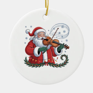 Santa Violin Player Violinist Christmas Music Xmas Ceramic Ornament