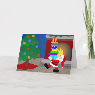 Santa Visits - spanish Holiday Card