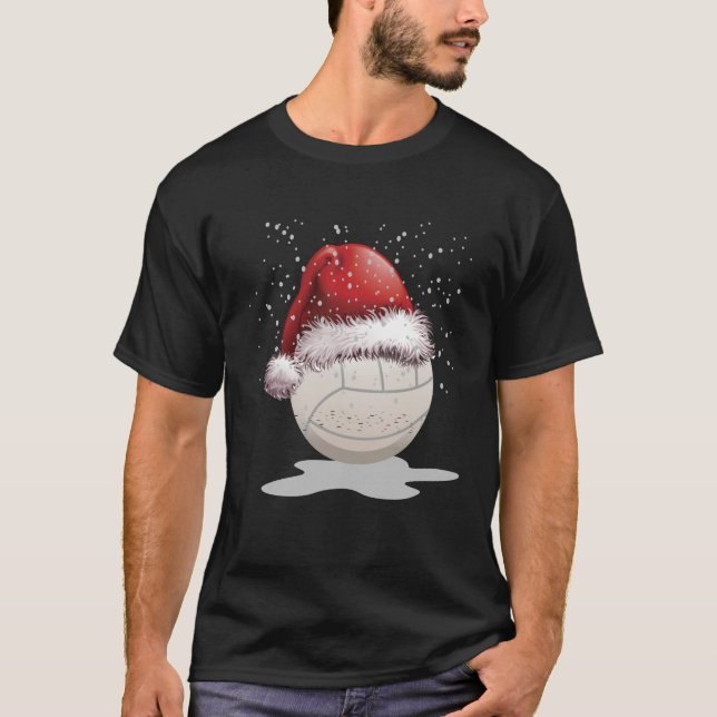 Santa Volleyball Christmas xmas Hat T-shirt (Front)