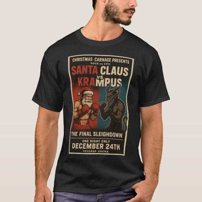Santa vs Krampus Fight Night Christmas Shirt – Dar (Front)