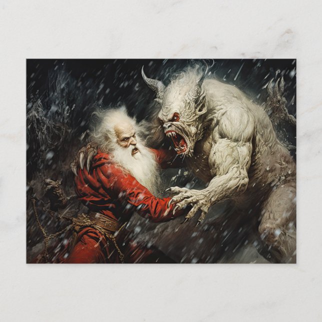 Santa VS Krampus Postcard (Front)