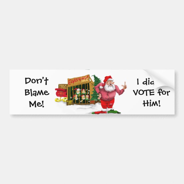 Santa w/Elves for Rent/Political Joke Bumper Sticker (Front)