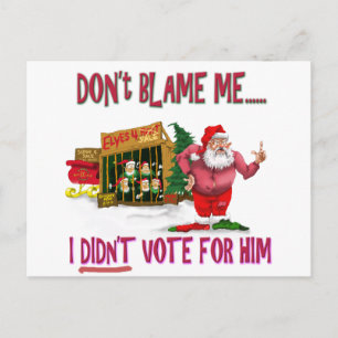 Santa w/Elves for Rent/Political Joke Holiday Postcard