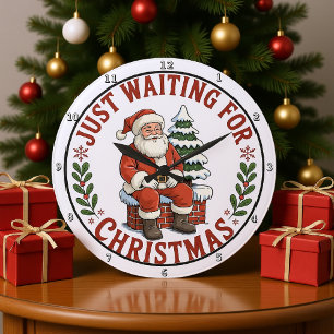 Santa Waiting for Christmas Large Clock