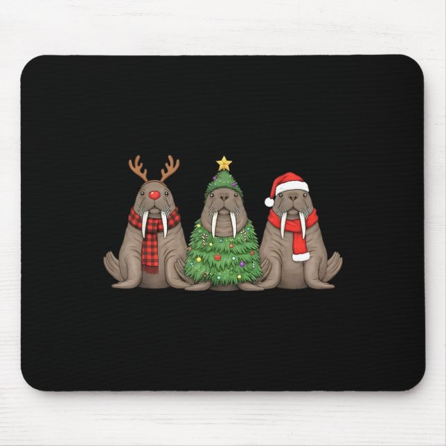 Santa Walrus Christmas Tree Walrus Lover Animal Xm Mouse Pad (Front)