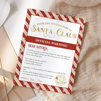 Santa Warning Letter Personalised Christmas