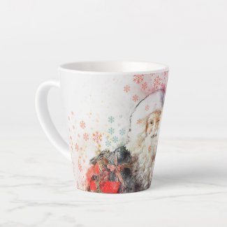 Santa Watercolor Christmas Latte Mug