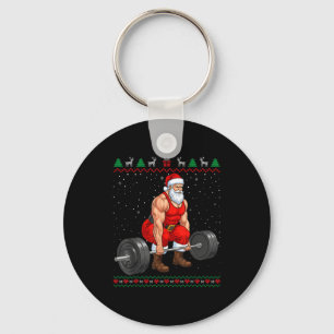 Santa Weightlifting Christmas Deadlift Gym Ugly Sw Key Ring
