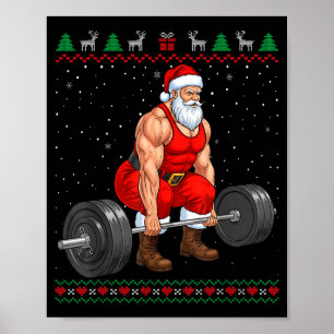 Santa Weightlifting Christmas Deadlift Gym Ugly Sw Poster