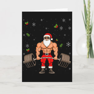 Santa Weightlifting Christmas Fitness Gym Deadlift Card