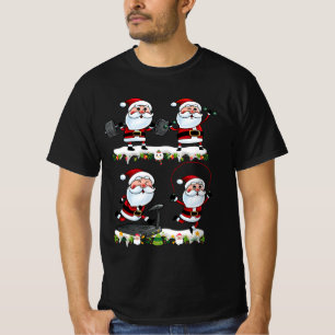 Santa Weightlifting Christmas Fitness Gym Deadlift T-Shirt